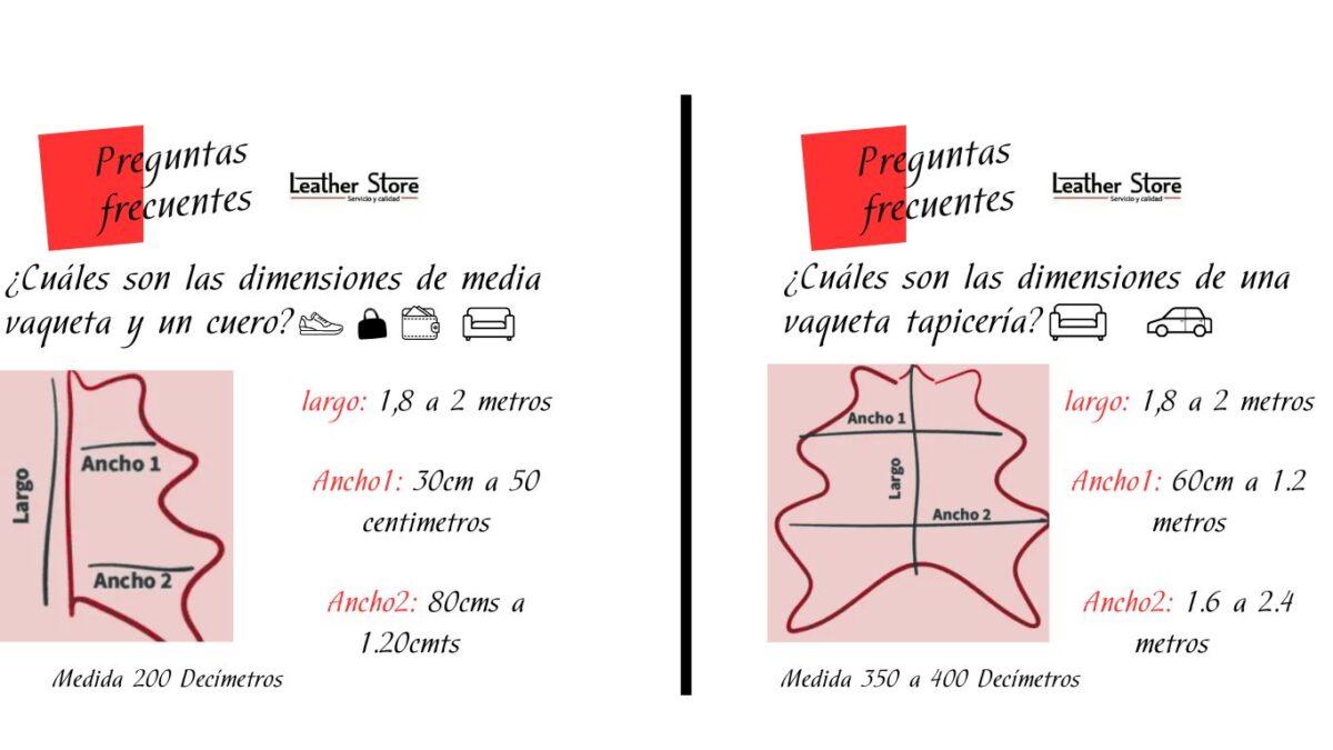 Medidas para cueros de tapiceria